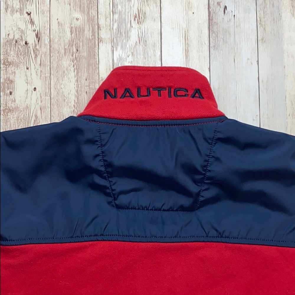 Nautica Men’s Red Blue USA Sailing Quarter-Zip Sweatshirt Sailboat Prep Small - Picture 9 of 9